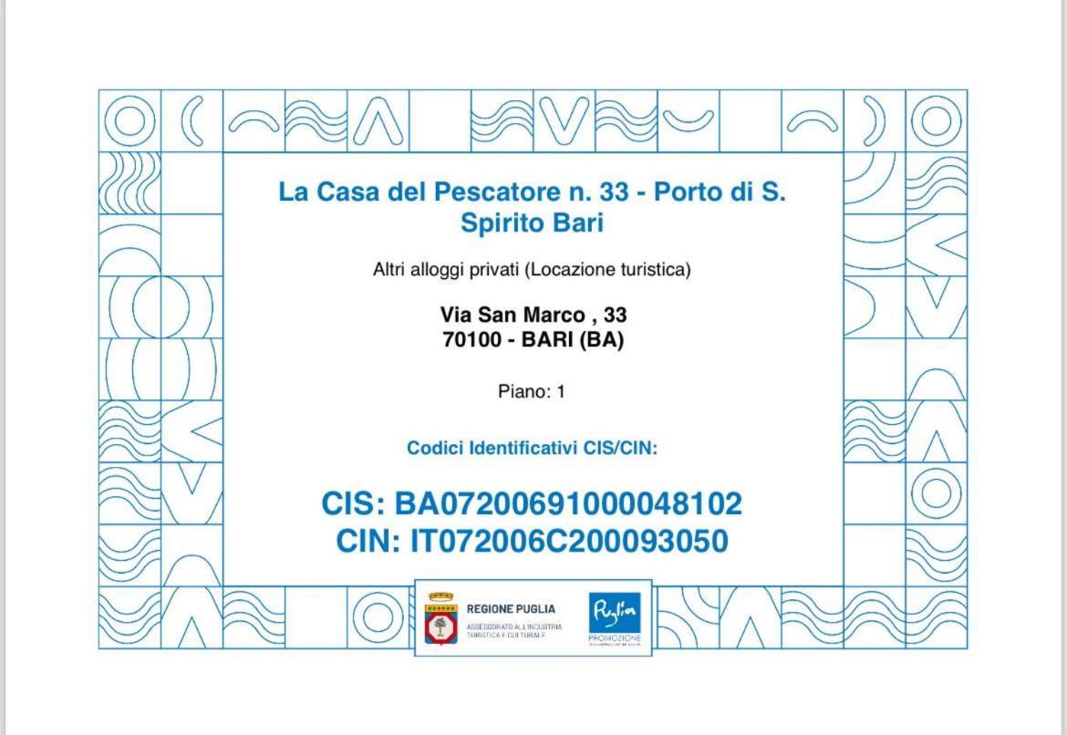 La Casa Del Pescatore N 33 - Porto Di St Spirito Bari Eksteriør bilde